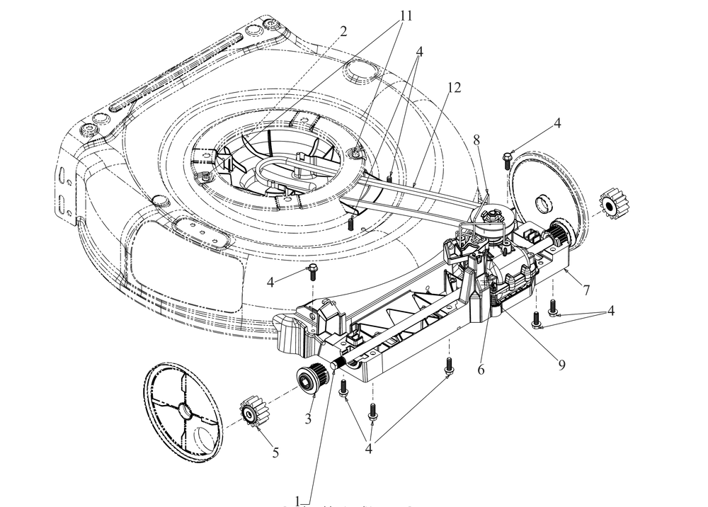 Drive Diagram and Parts List for SC300 (12AVA2M5710)(2019) Cub Cadet Lawn Mower